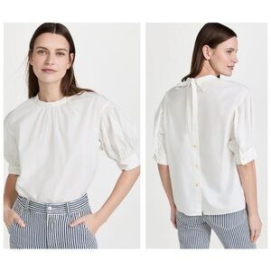 Alex Mill White Cotton Button-Back Blouse